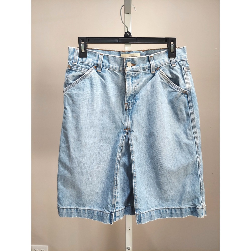 Gap Carpenter Denim Skirt Light Wash Blue Cotton Utility Midi Sz 4 133525-001